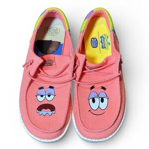 Hey Dude SpongeBob Wendy Funk Slip On Sneakers Pink Patrick Cartoon Design Sz 8